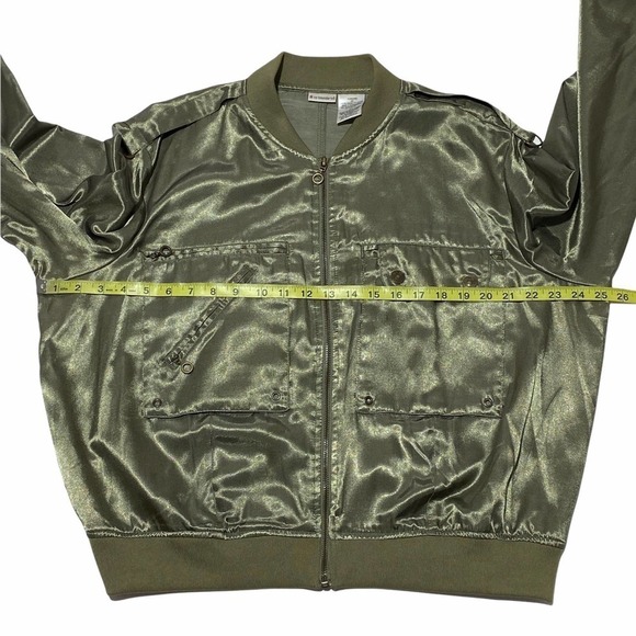 NO Boundaries Green Satin Full Zip Bomber Jacket - Picture 7 of 11